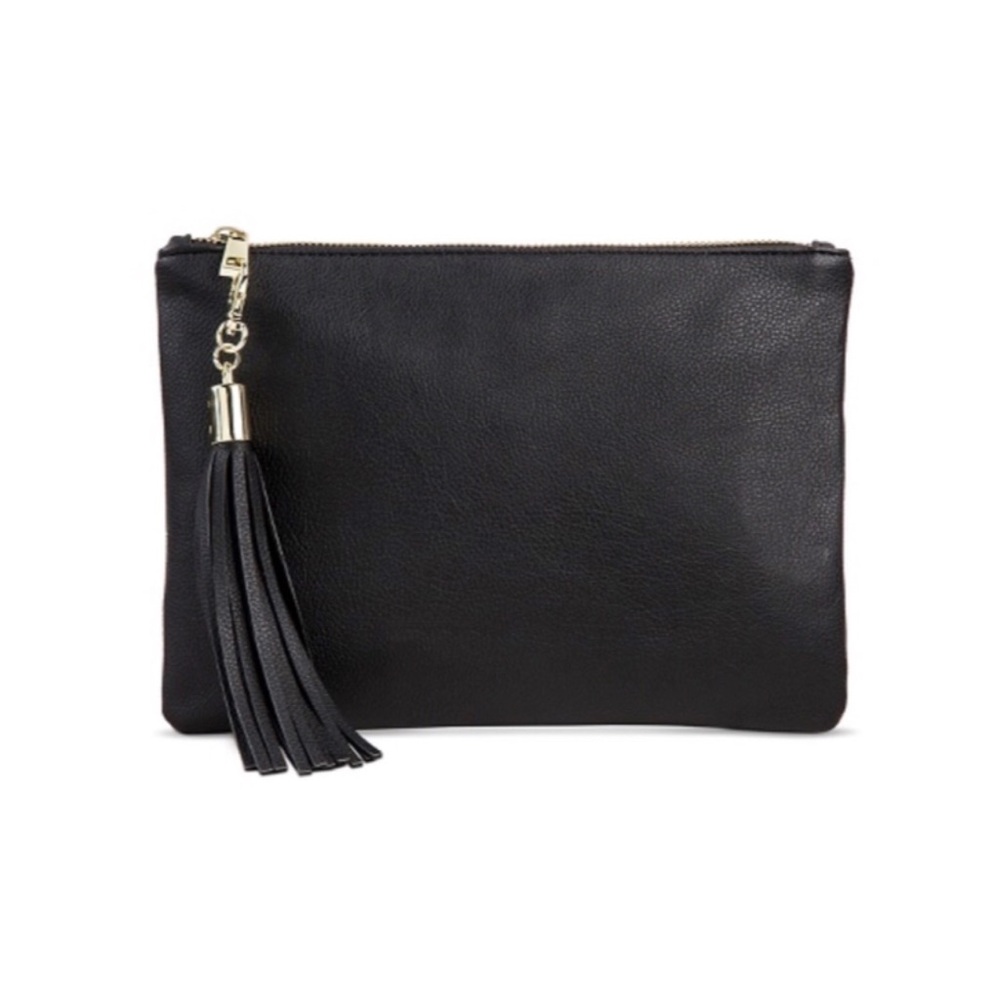 Minimalist Vegan Leather Tassel Clutch